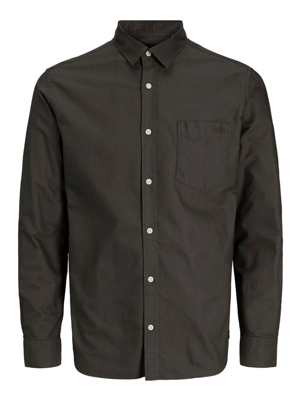 Rddlesner Oxford Solid Shirt L/S Noos, Peat, L - Image 1