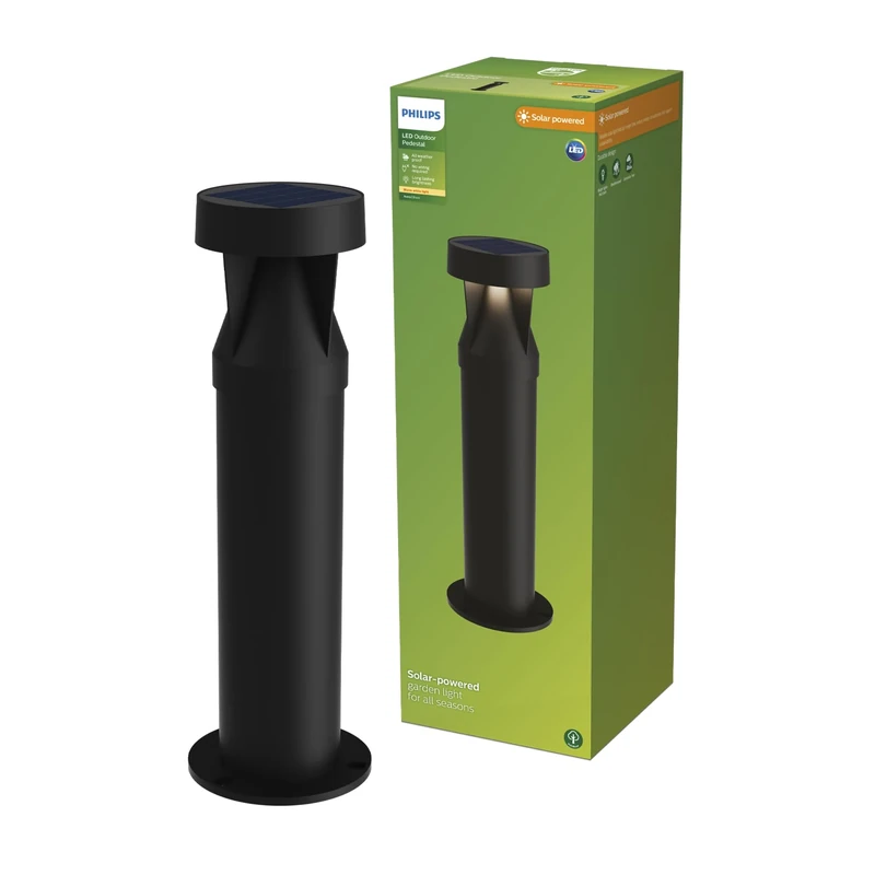 PHILIPS Pedestal Pathway Light, 1.8 W, Black