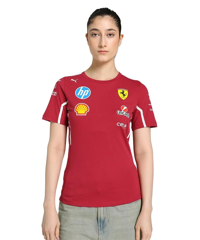 PUMA Women's Scuderia Ferrari 2025 Replica Team Tee, Dark Cherry, XL
