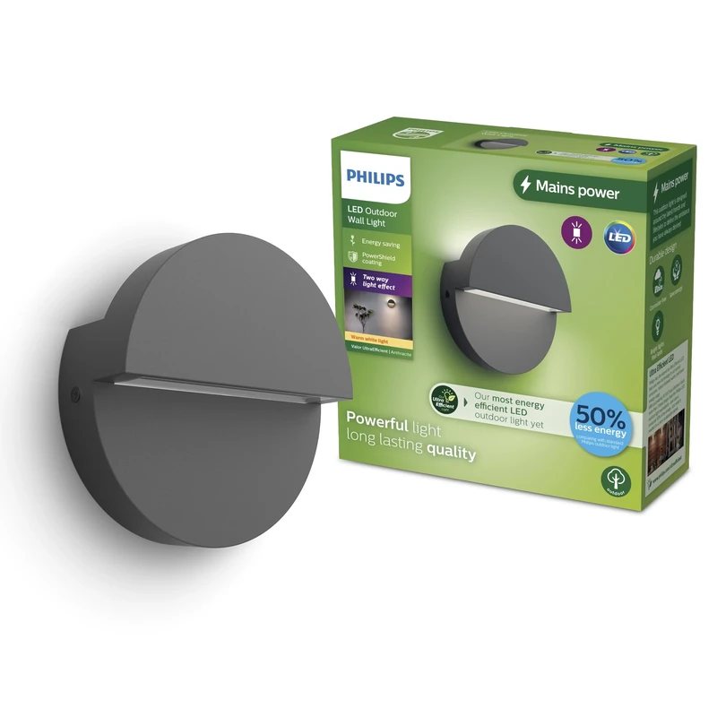 Philips Valor UltraEfficient Outdoor Wall Light 2700K 800lm Anthracite