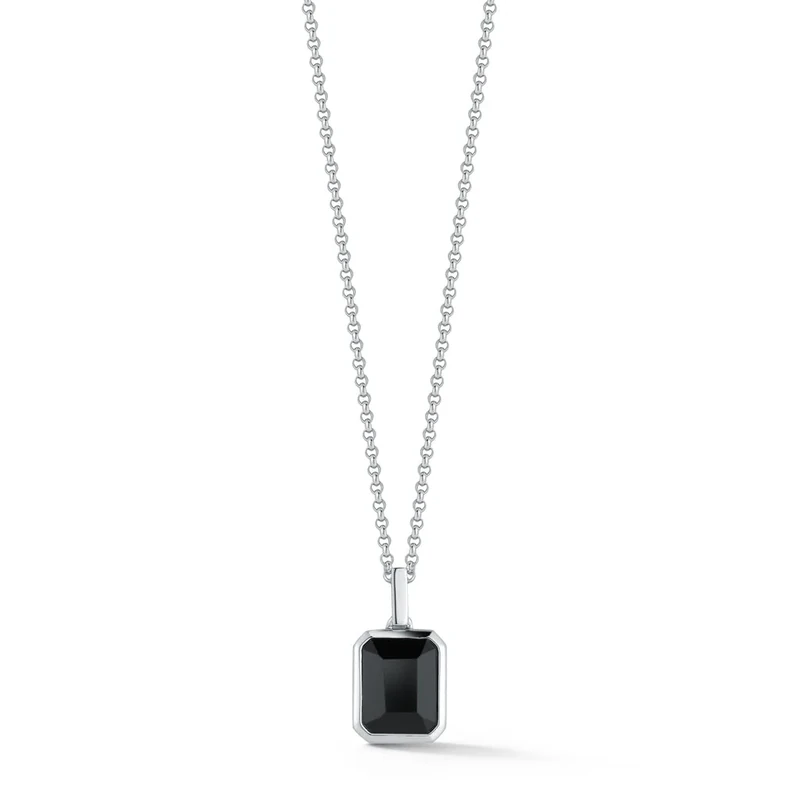 MATEO New York, Emerald Cut Onyx Necklace