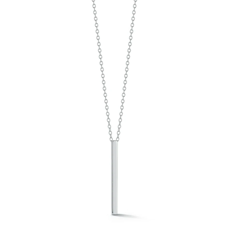 MATEO New York Bar Necklace - Rhodium Plated Sterling Silver 30mm