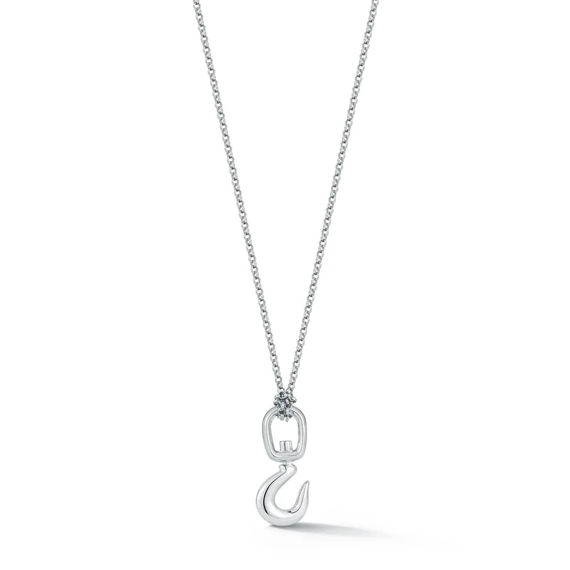 MATEO New York Hook Necklace - 5.25g Sterling Silver, Rhodium
