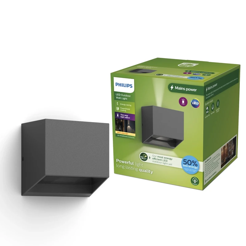 PHILIPS Alix UltraEfficient Outdoor Wall Light 2700K 800lm Anthracite
