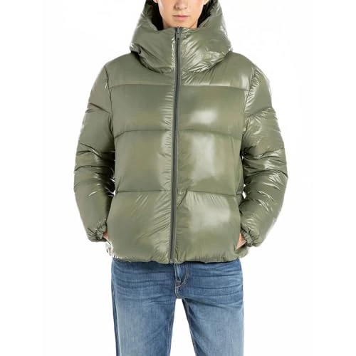 Replay Women's W7909 Quilted Jacket, 848 SAGE Green, XXS