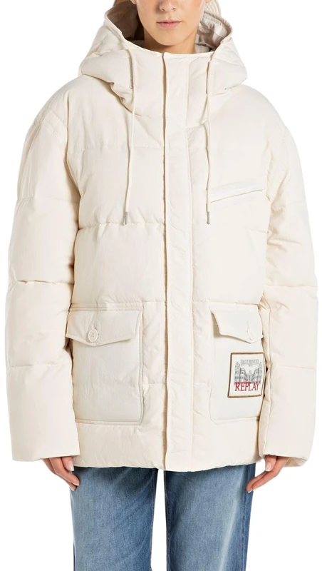 Replay Women's W7906 Quilted Jacket, 300 Winter White, M