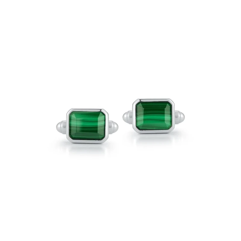 Mateo New York, Emerald Cut Malachite Cufflinks