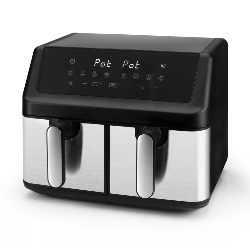 Status Detroit Air Fryer, 9 Litre Dual Zone Digital Air Fryer,| 4.5L + 4.5L Drawers, Black | (1000w + 1000w) Use no Oil, Air Fry, Max Crisp, Roast, Bake, (DETROIT1PKB)