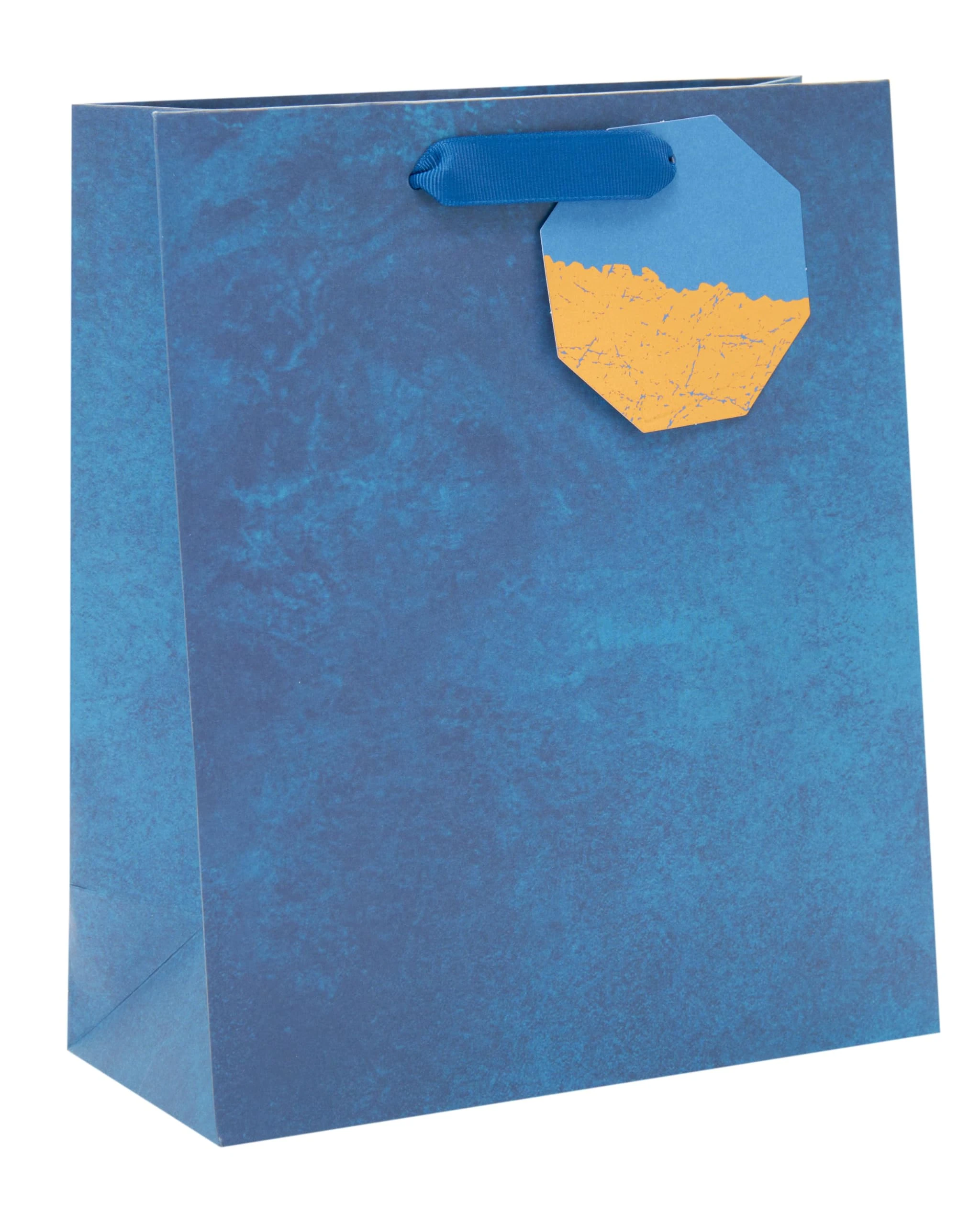 UK Greetings | Medium Gift Bag for Him/Her/Friend | Party Bags for Presents | Birthdays/Weddings/Congratulations/Christmas/New Year | Blue Design | 19 x 23 x 8.9cm