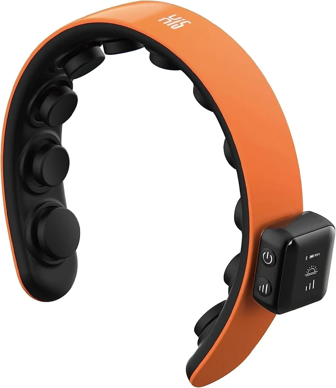 Master Massage H1 Deluxe Vibration Hair Scalp Massager - 11 Fingers Electric Head Massager,Hair Stimulation. Lightweight Hairband Design, 5 Modes, Lime Orange