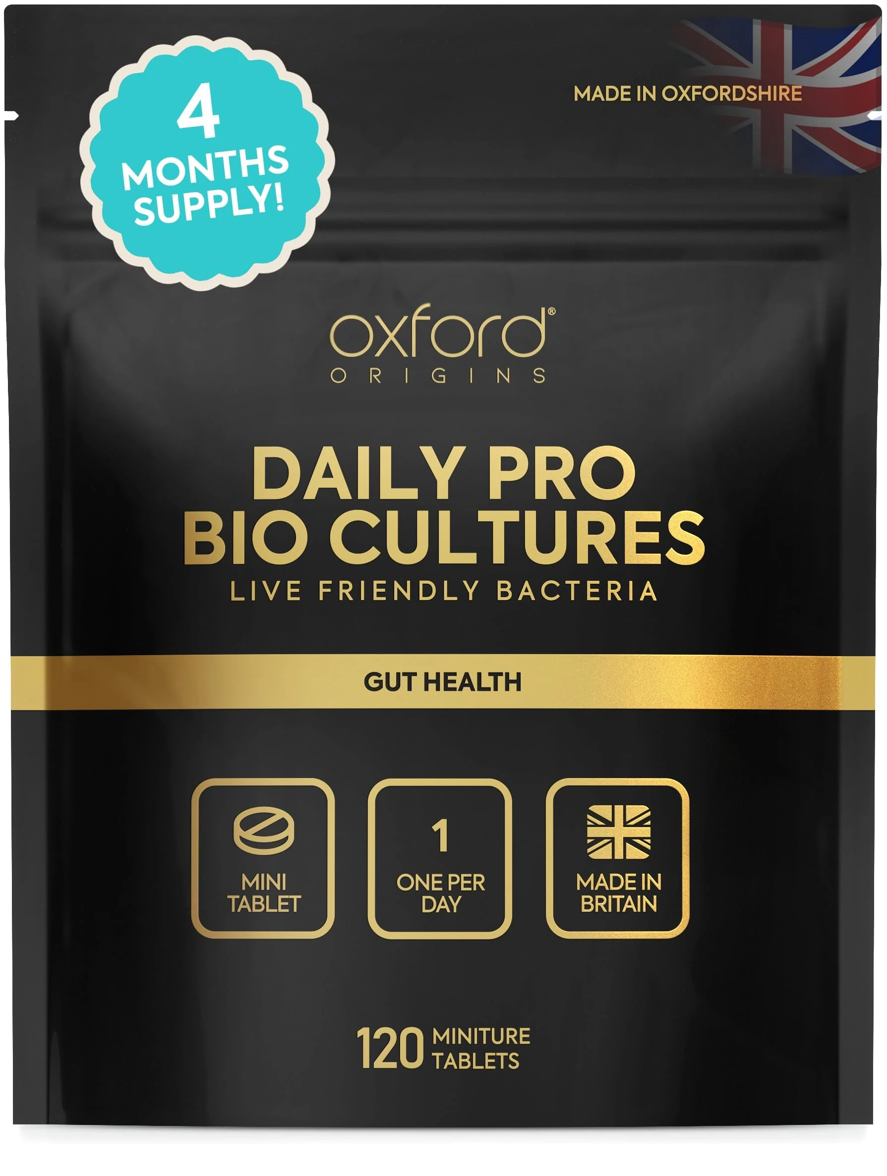 Award-Winning Micro Probiotics Supplement Made in The UK | 120 Mini Tablets | One-a-Day Lactobacillus Acidophilus Tablets for Women & Men | Vegan & Gluten-Free | 4-Month Supply