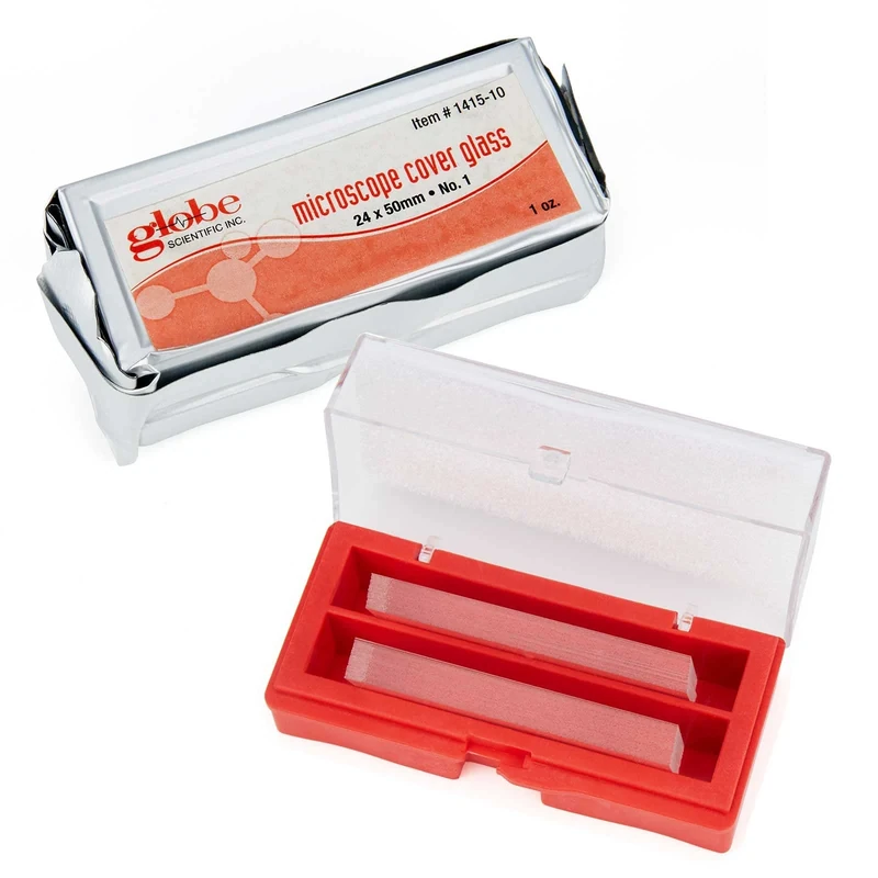 Globe Scientific Microscope Slide Cover Glass, 1415-10-100, Rectangle 24x50mm, White Glass, No.1 (0.13-0.16mm) Thick, 100pcs/Box, 1000pcs/Case