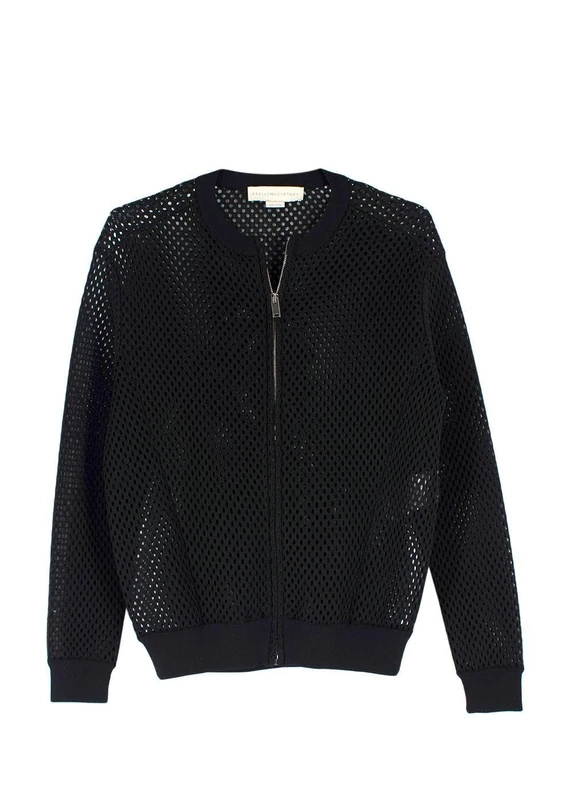 Stella McCartney Pre-loved Black Mesh Bomber Jacket
