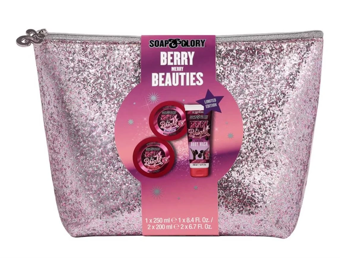 Soap and Body Glory Berry Merry Beauties 3 Piece Gift Set | Luxurious BERRY & BRIGHT Body Wash, Butter & Scrub | Perfect Birthday Gifts for Skin Care Lovers | Pack of 3