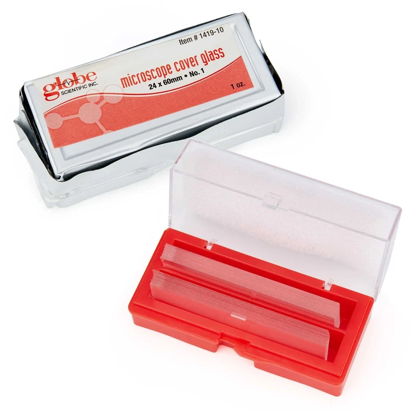Globe Scientific Microscope Slide Cover Glass, 1419-10-100, Rectangle 24x60mm, White Glass, No.1 (0.13-0.16mm) Thick, 100pcs/Box, 1000pcs/Case