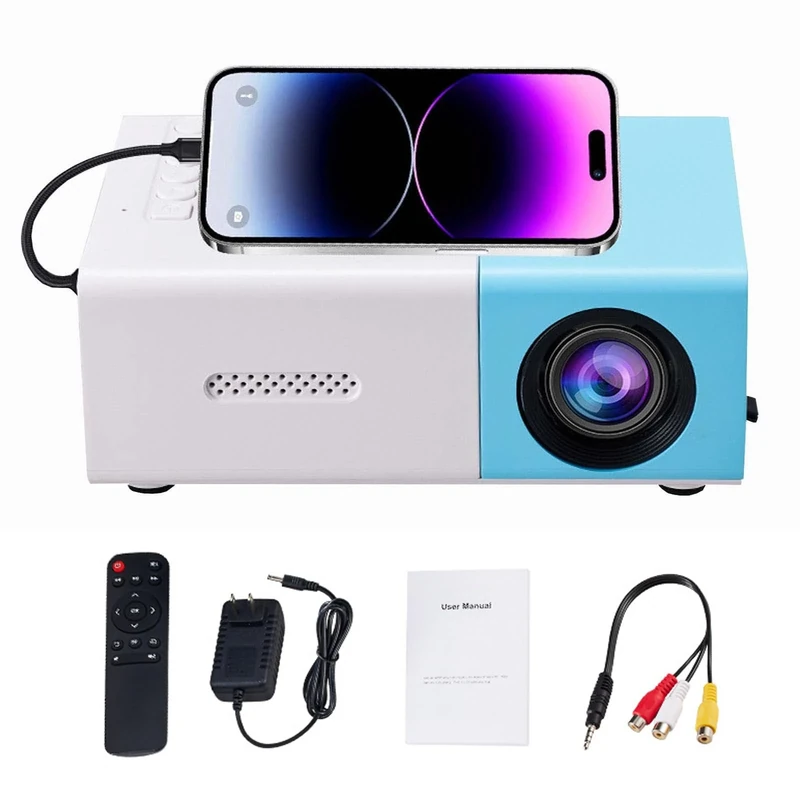 VABOO Mini Projector, Portable 1080P Home Movie Theater Small Video Phone Projector Movie Projector for Outdoor Indoor Compatible with Android/Laptop/Phone/TV