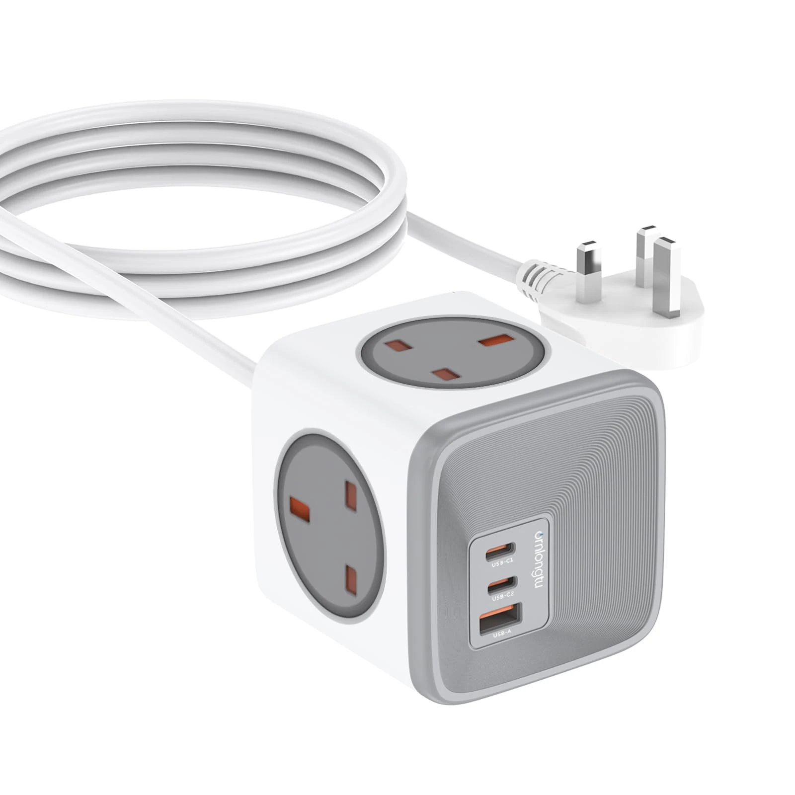 Socket Cube USB C Power Strip with 4 Outlets 3250W and 30W USB C Charging for iPhone 16, iPad,MacBook, Galaxy, Power Delivery Charging for Game, Dorm Rooms, Home, Office, White,5 ft Extension Cord