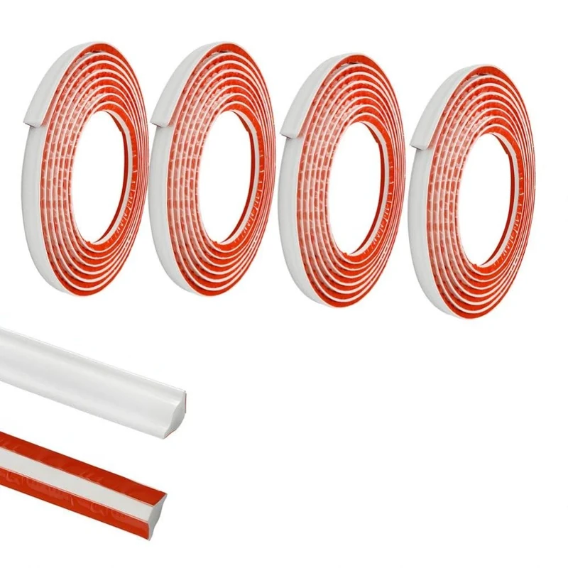 5M*4 Rolls PVC Quadrant Trim,Flexible Laminate Beading Self Adhesive Plastic Wall Corner Edging Strip for Worktop Ceiling Floor,Caulk Moulding Skirting Board Trim(19mm*10mm)