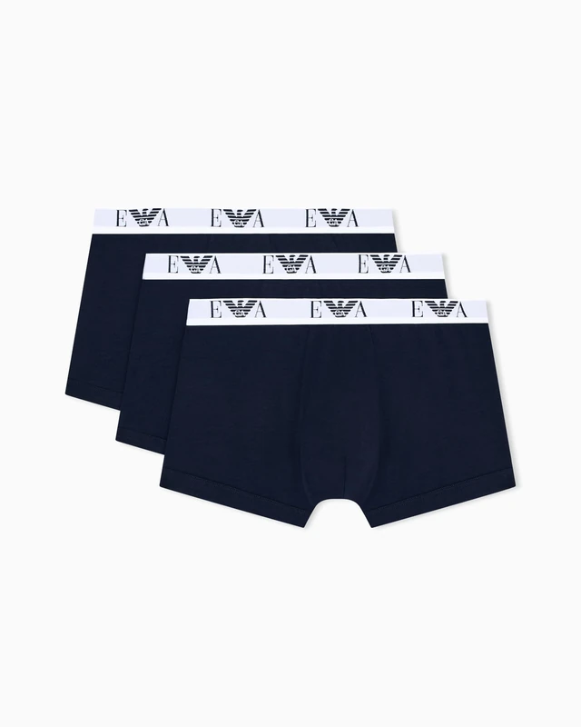 Emporio Armani Man's Core Logoband 3-Pack Trunk, Blue, L