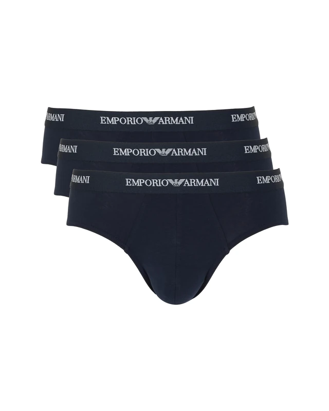 Emporio Armani Man's Core Logoband 3-Pack Brief, Blue, L