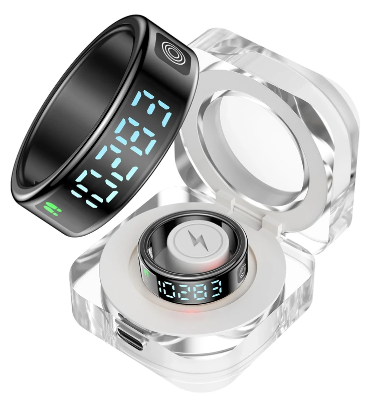 findtime Smart Ring for Men Women Touch Screen Scrolling Ring Smart Ring Android Time Display Heart Rate Blood Oxygen Sleep Tracker Activity Trackers for Sports Time, Distance, Calories