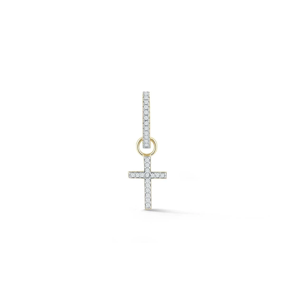 Mateo New York, Single Diamond Huggie with Detachable Diamond Cross