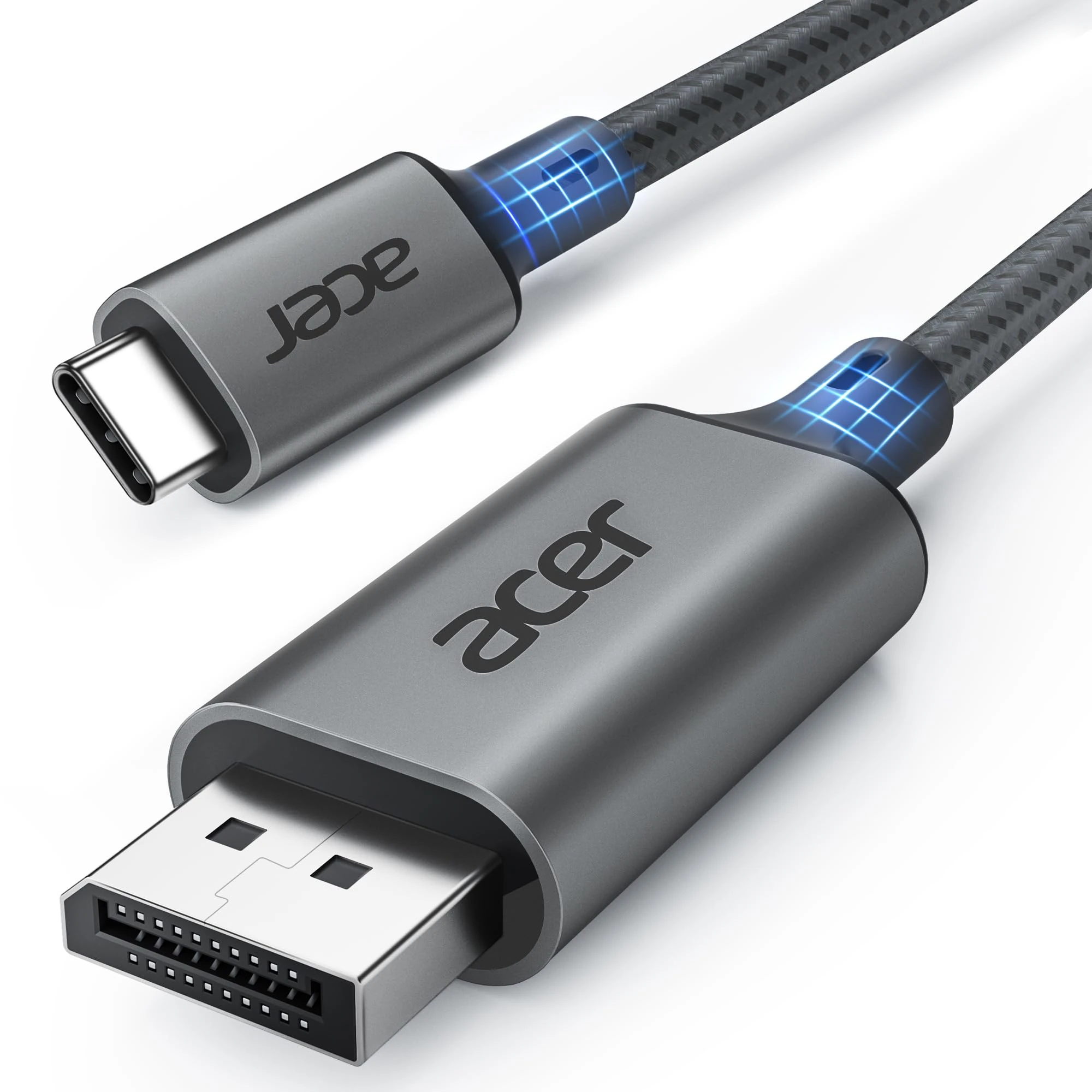 acer USB C to DisplayPort Cable [4K@60Hz, 2K@165Hz], [Aluminum, Braided] USB Type C Thunderbolt 3/4 to DP Cable Compatible for iPhone 15 Pro Max, MacBook Pro/Air, iPad Pro, iMac, XPS, S23 etc. 1m