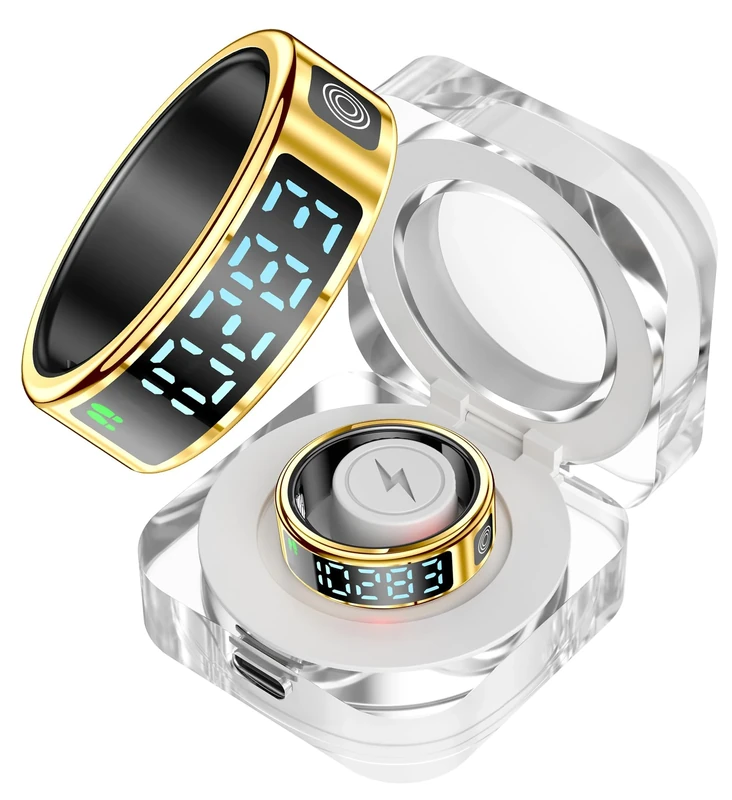 findtime Smart Ring for Men Women Touch Screen Scrolling Ring Smart Ring Android Time Display Heart Rate Blood Oxygen Sleep Tracker Activity Trackers for Sports Time, Distance, Calories