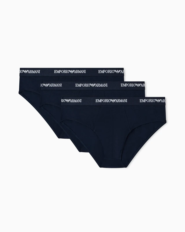 Emporio Armani Man's Core Logoband 3-Pack Brief, Blue, S
