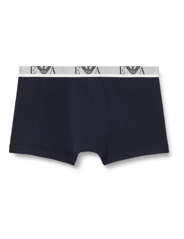 Emporio Armani Man's Bold Monogram 3-Pack Trunk, Blue, L