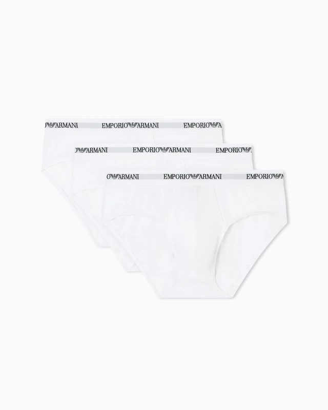 Emporio Armani Man's Core Logoband 3-Pack Brief, White, M