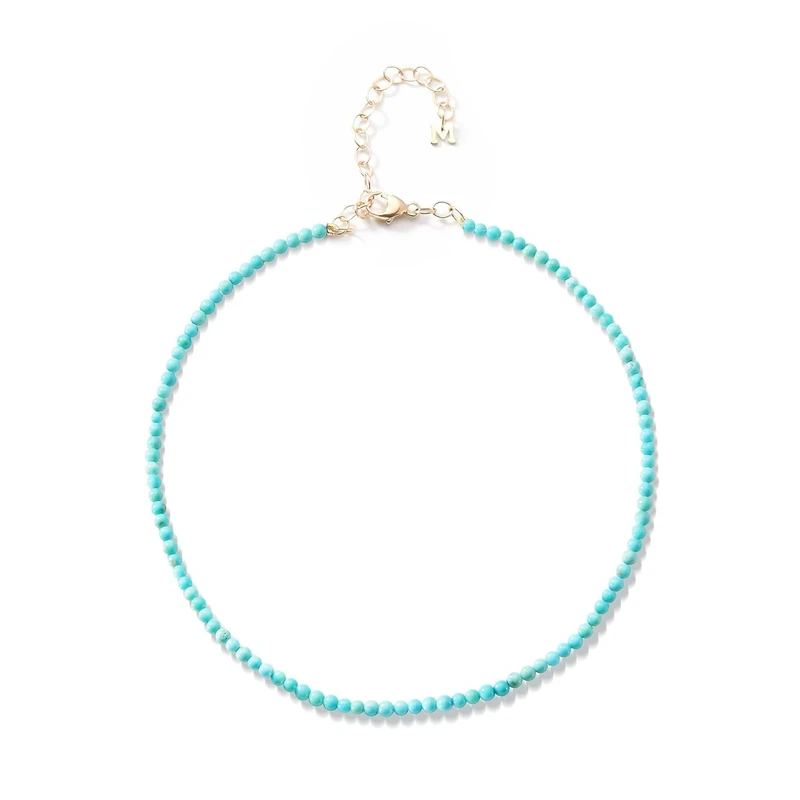 MATEO New York, 4mm Round Turquoise Beaded Bracelet - 8" Length
