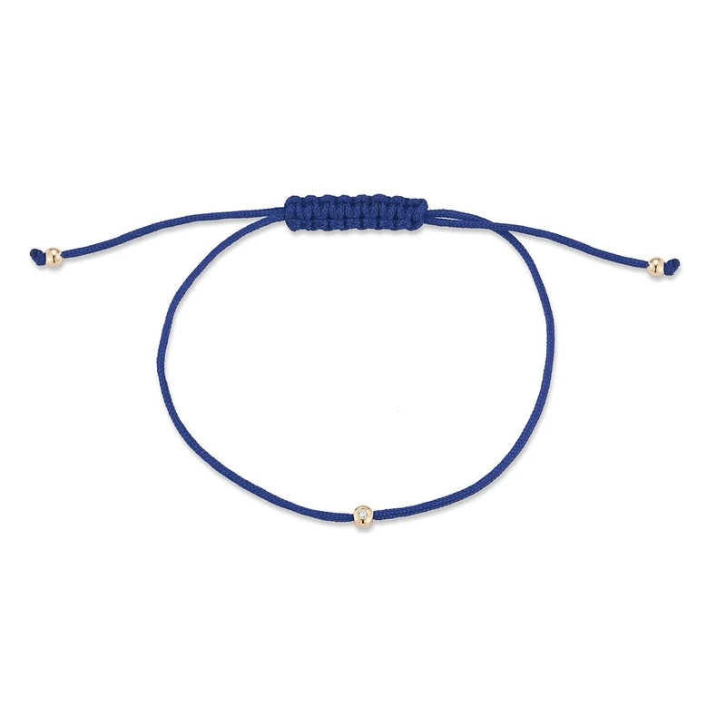 MATEO New York Diamond Dot Blue Nylon Bracelet - 8.5" 14kt Gold