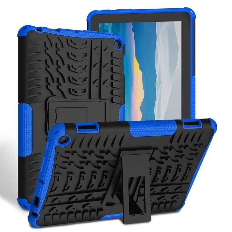 TASSKTO Dual Layer Heavy Duty Shockproof Protective Case Cover with Kickstand,For Fire HD 8 Tablet Case (10th/12th Generation,2020/2022/2024 Release),Not iPad Sumsung, Blue