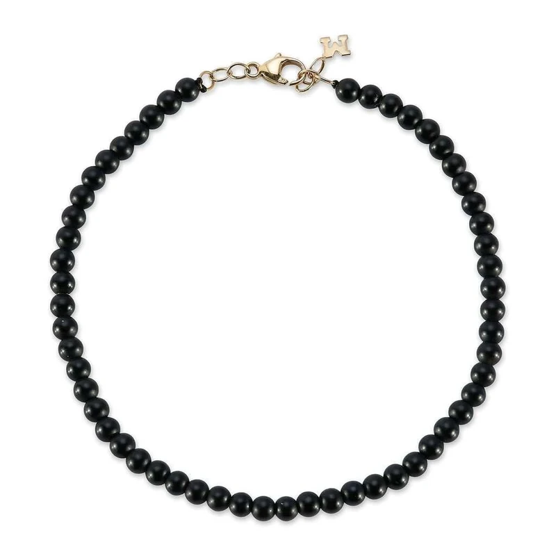 MATEO New York, 4mm Onyx Beaded Bracelet - 8" Length