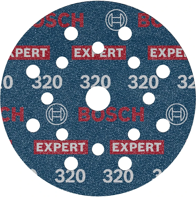 Bosch 50x EXPERT O780 Foil Sanding Disc, 125 mm (for Hardwood, Paint on wood, Ø 125 mm, Grit 320, Professional Accessory Random Orbital Sander)