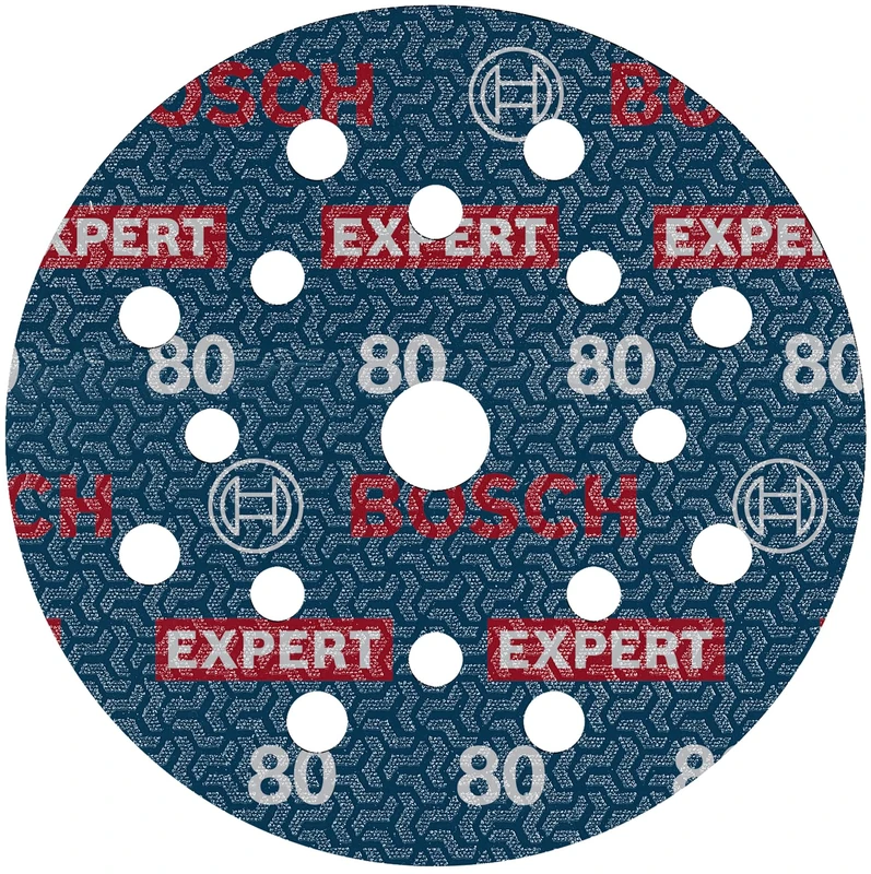 Bosch 50x EXPERT O780 Foil Sanding Disc, 125 mm (for Hardwood, Paint on wood, Ø 125 mm, Grit 80, Professional Accessory Random Orbital Sander)