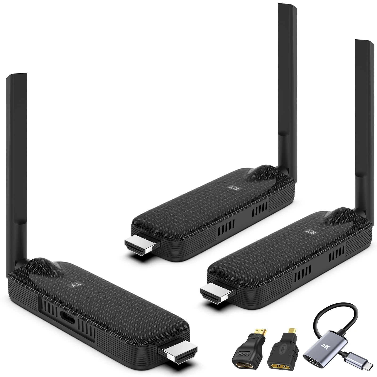 LIULANZ - HDMI Wireless Extender Kit 2 USB-C Receiver and Transmitter, Plug & Play 165ft Portable 2.4G/5G Simultaneous Expansion Wireless for Multiple Displays from Laptop and Camera to