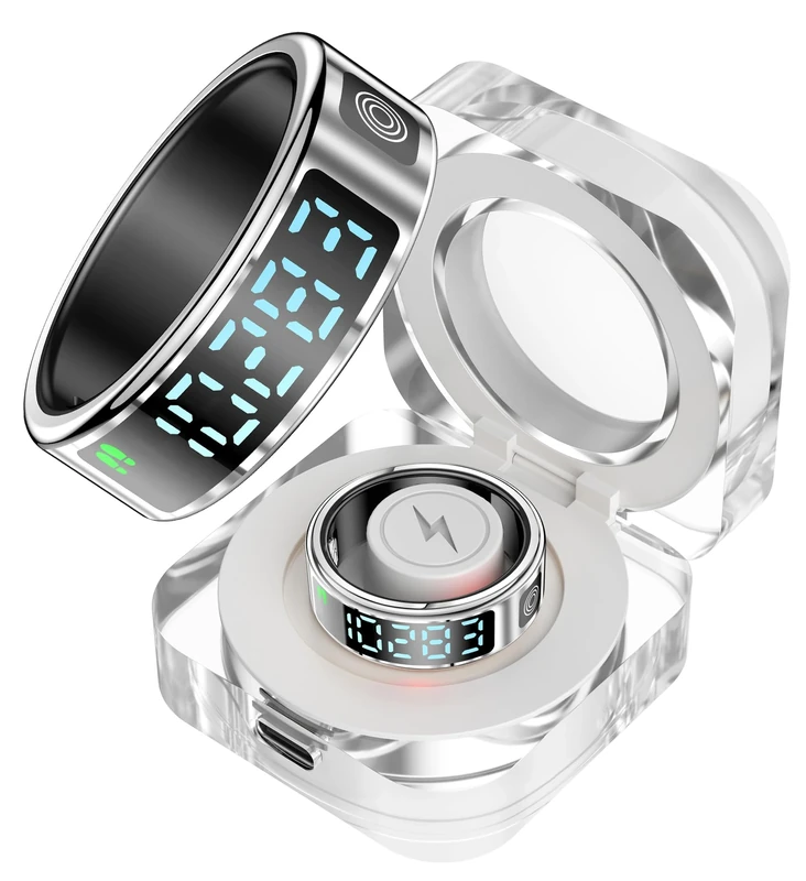 findtime Smart Ring for Men Women Touch Screen Scrolling Ring Smart Ring Android Time Display Heart Rate Blood Oxygen Sleep Tracker Activity Trackers for Sports Time, Distance, Calories