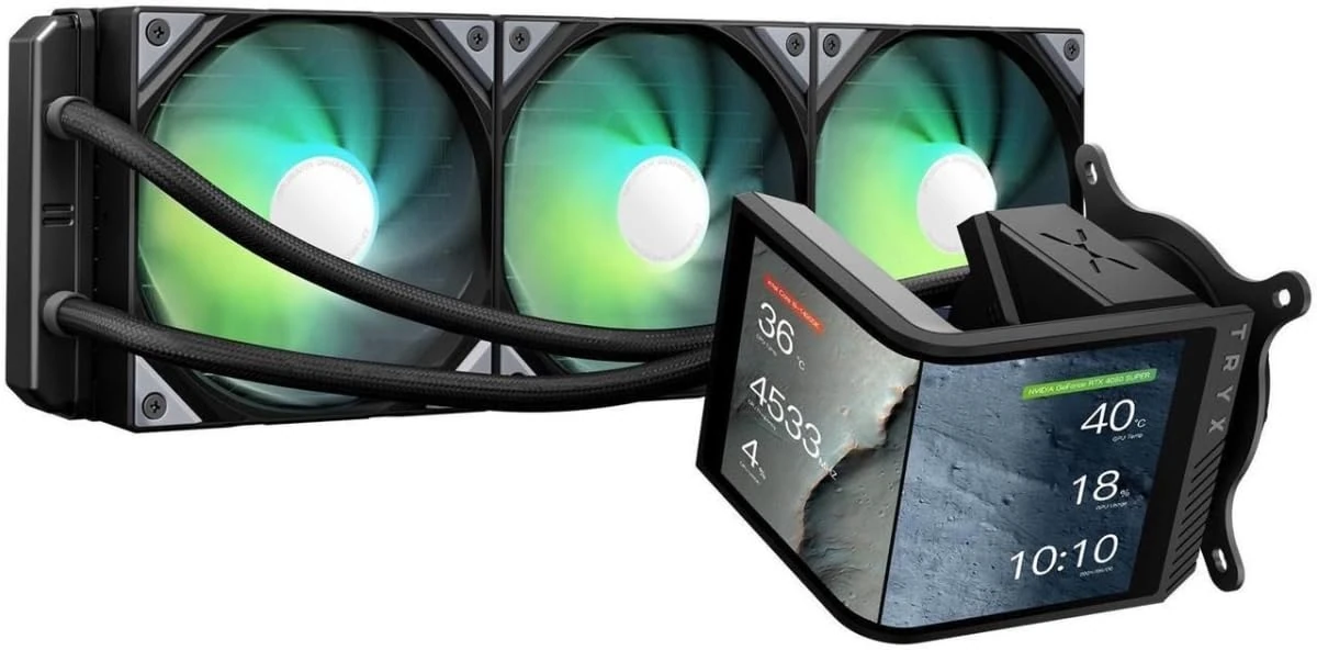Panorama SE 360 ARGB 360 mm AIO giratorio 6.5 pulgadas AMOLED visualización curvada 3D efecto anamórfico personalizable AIO Cooler 360mm Asetek Adela 280w TDP ARGB ventilador Intel LGA