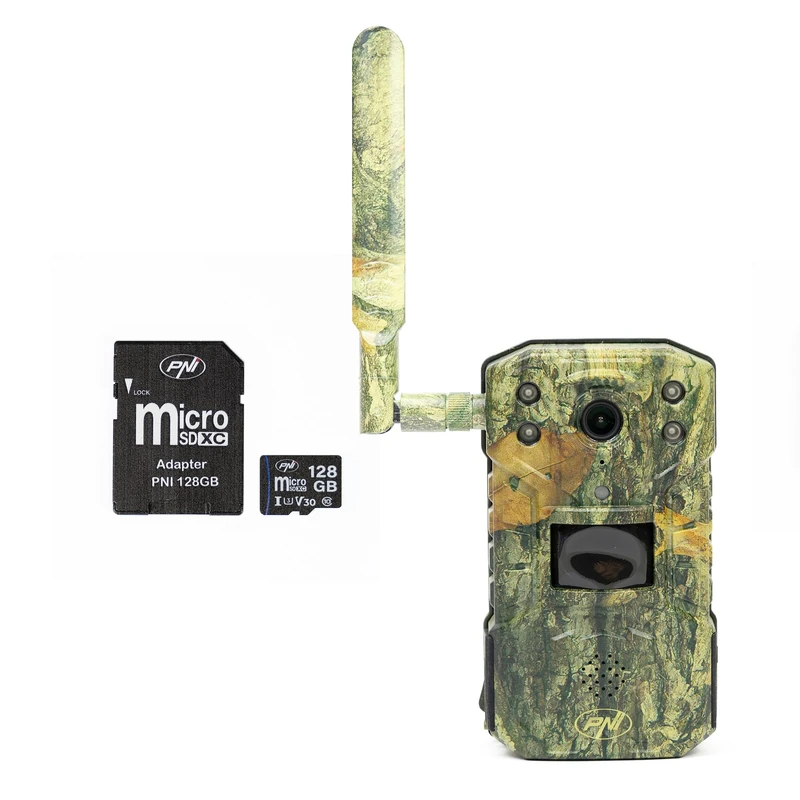 PNI Hunting 250C Hunting Camera Package with 4G LTE duplex Internet 128GB MicroSD Memory Card with SD Adapter - Image 1