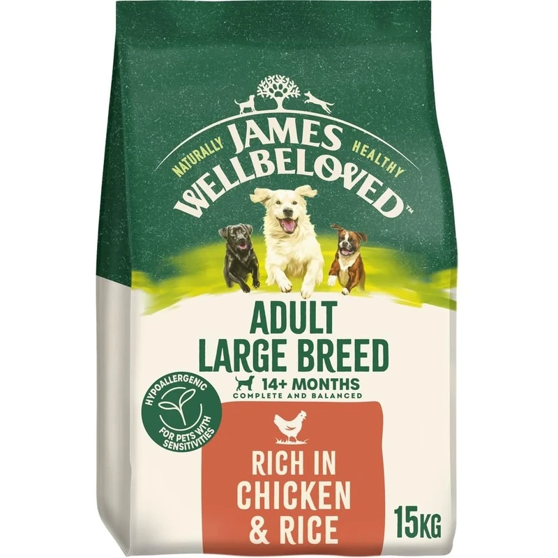 James Wellbeloved Dog Adult Hypoallergenic Dry Food Large Breed Chicken and Rice 15 kg