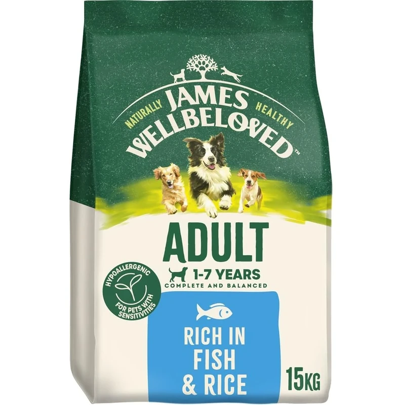 James Wellbeloved Dog Adult Hypoallergenic Dry Food Fish and Rice 15 kg