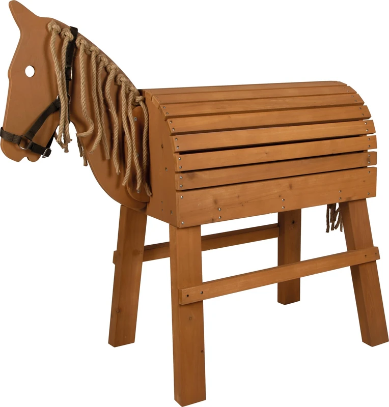small foot Wooden Horse brown, weather-resistant, storage space, bridle, outdoor play horse w/stylable mane & tail, 12666