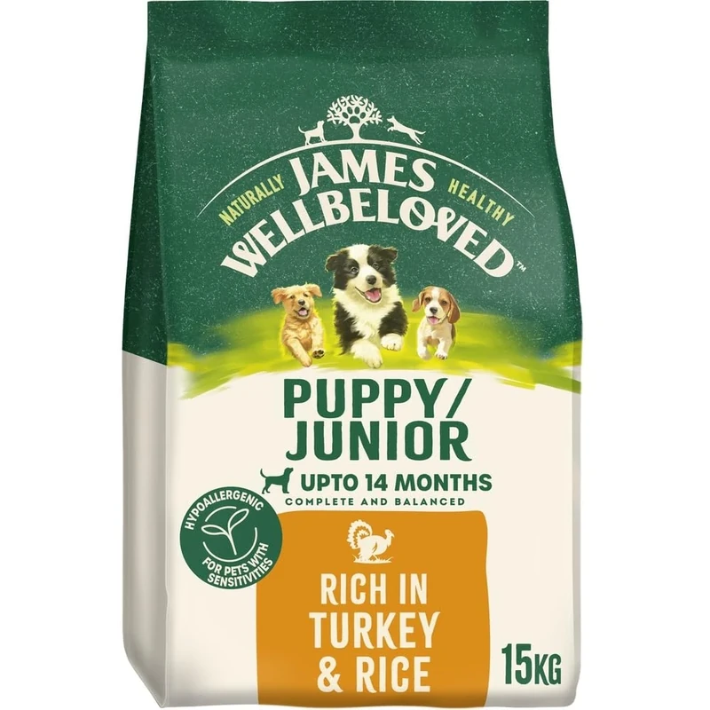 James Wellbeloved Dog Puppy Hypoallergenic Dry Food Turkey and Rice 15 kg