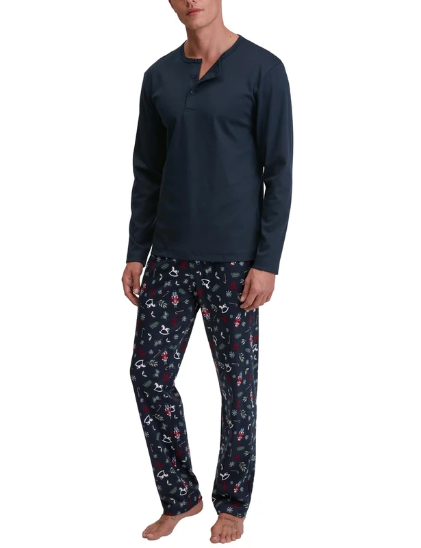 CALIDA Men's Family & Friends Pajama Set, Sapphire Blue, 58-60