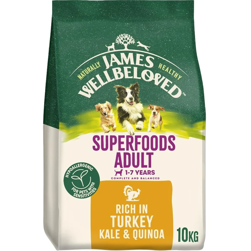 James Wellbeloved Dog Superfoods Hypoallergenic Dry Food Adult Turkey Kale and Quinoa 10 kg