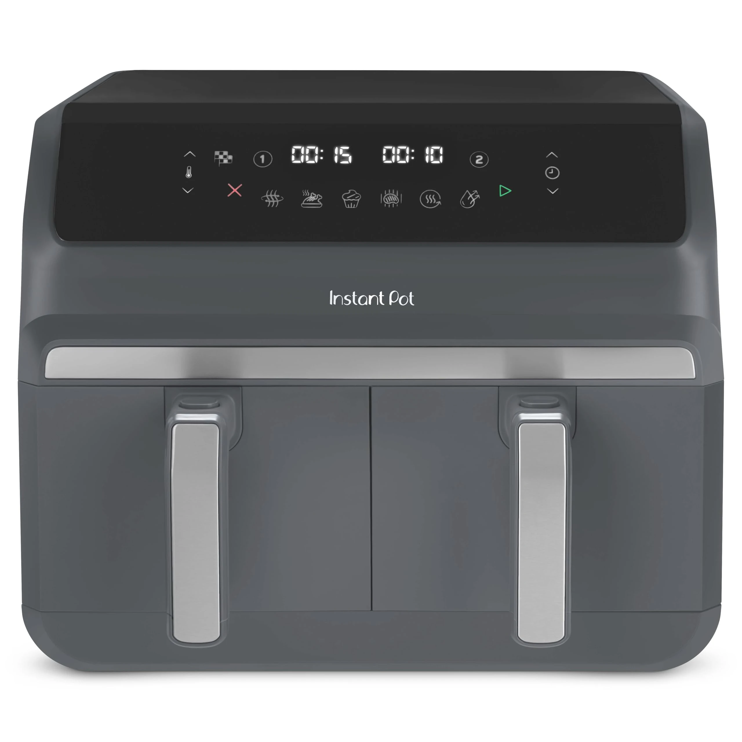 Instant Pot - Vortex Dual Air Fryer - Large 8L, Twin, Double 4L Basket, 8 in 1 - Food Dehydrate, Grill, Bake, Roast, Reheat, Non-Stick, Easy Clean, Dishwasher Safe, Electric - Truffle Grey