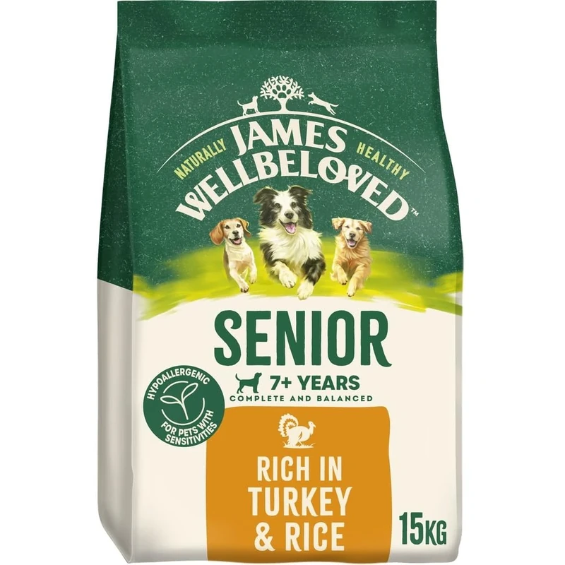 James Wellbeloved Dog Senior Hypoallergenic Dry Food Turkey and Rice 15 kg