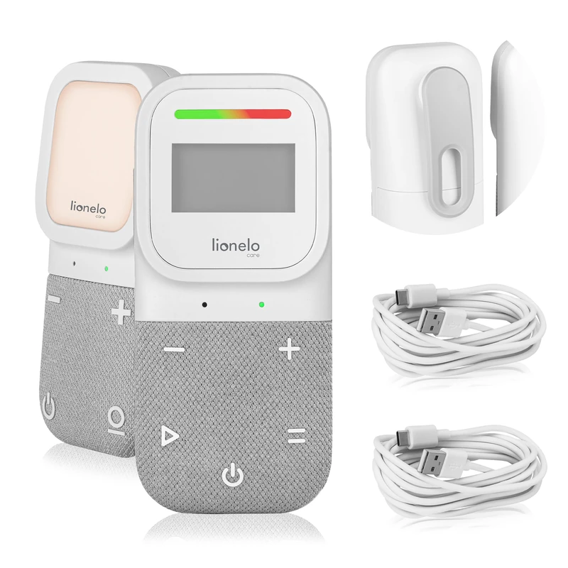 lionelo Digital Audio Baby Monitor BABYLINE 2.3 Two-Way Talk, Secure FHSS Signal, Long Range up to 400m, Night‑Light & Eco‑VOX Mode, Temperature & Humidity Sensors + Lullabies & white noise